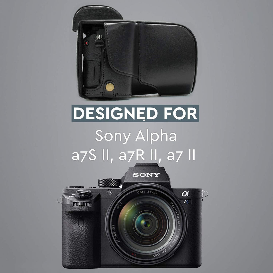 MegaGear Sony Alpha A7S II, A7R II, A7 II (28-70mm) Ever Ready Leder Kamera-Case mit Trageriemen und
