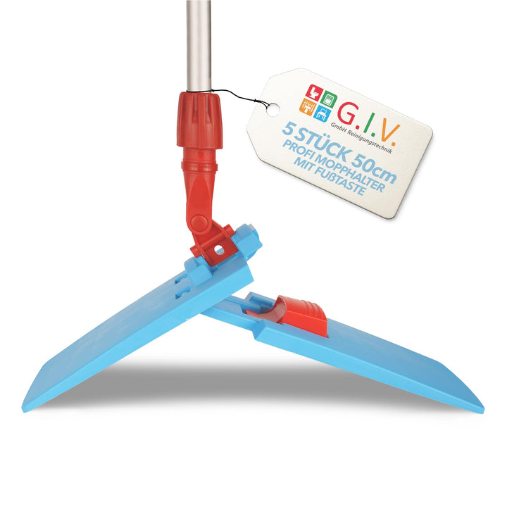 G.I.V. 5X Profi Klapphalter mit Fusstaste 50cm hellblau für Grossflächen - Mopphalter für Taschenmop
