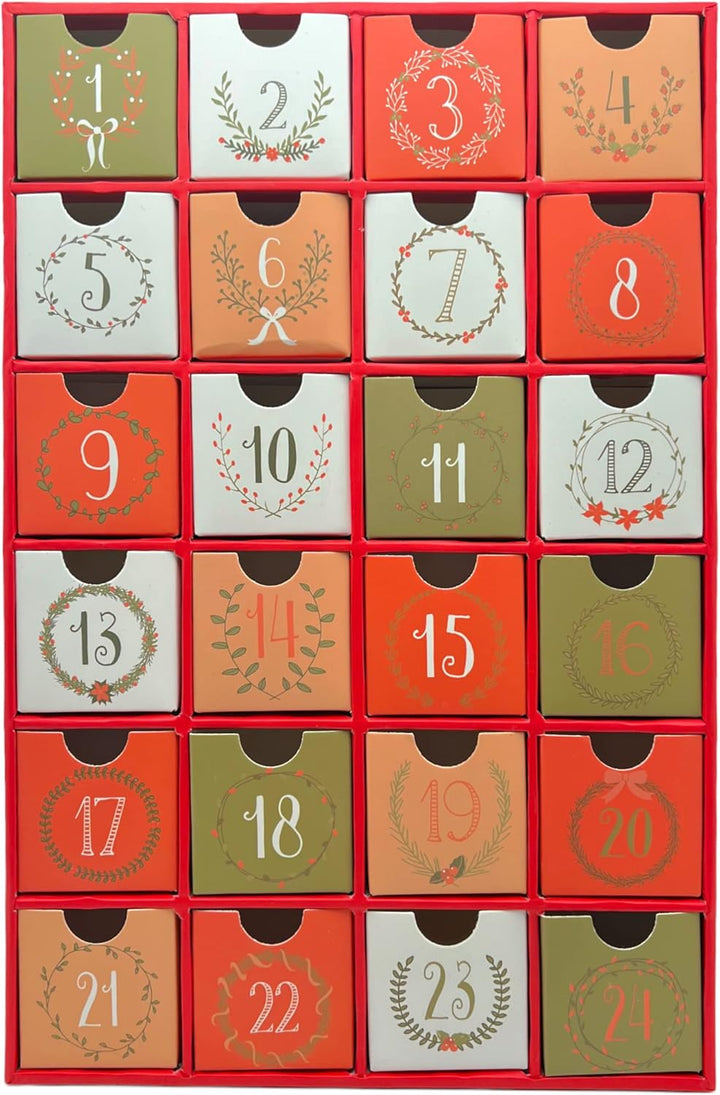 Adventskalender zum selbst Befüllen mit 24 Schubladen-Boxen, DIY-Weihnachtskalender Bastelset (Zahle