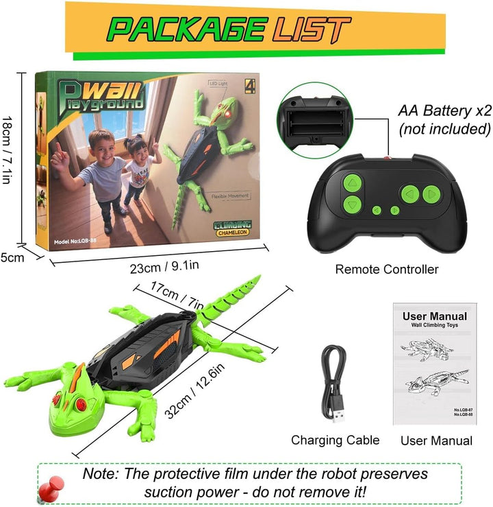 Gecko Wandflitzer, Ferngesteuerter Gecko mit Fernbedienung, Geckos-Kletterroboter, Klettert an Wände