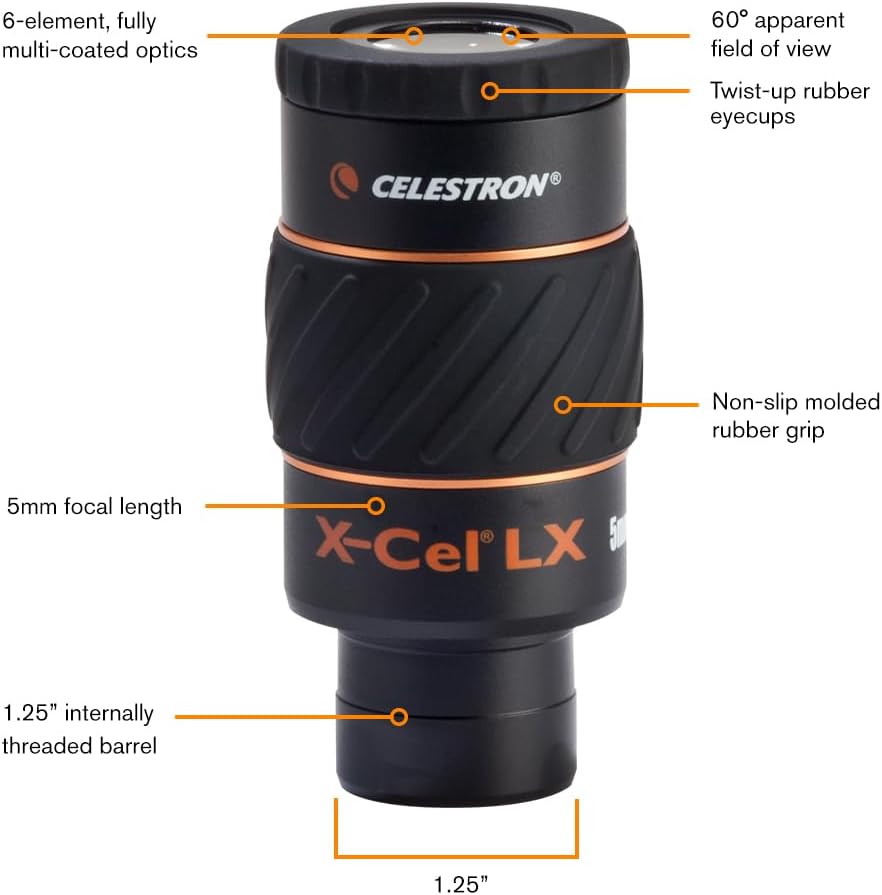 Celestron X-Cel LX Serie – 1,25'' Okular, 5 mm, 5 mm