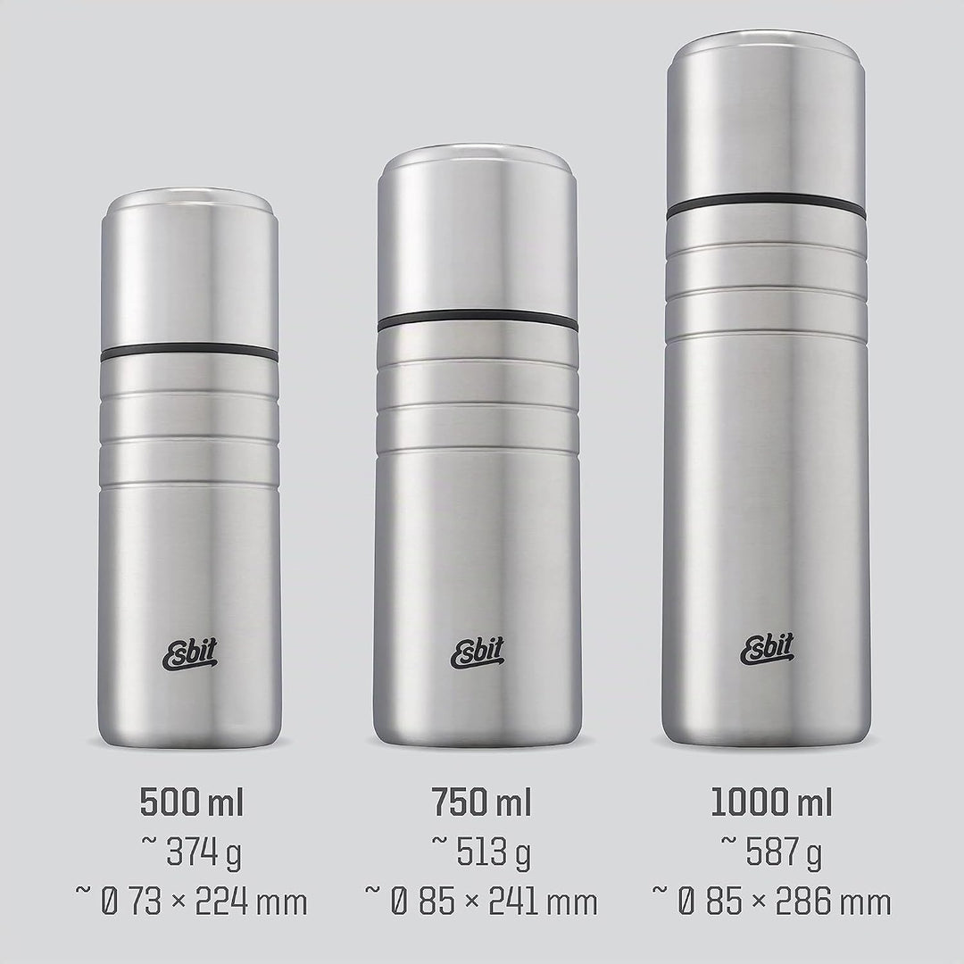 Esbit Isolierflasche Majoris mit Becher - Trinkflasche 500 ml aus Edelstahl - für warme und kalte Ge