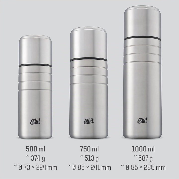 Esbit Isolierflasche Majoris mit Becher - Trinkflasche 500 ml aus Edelstahl - für warme und kalte Ge