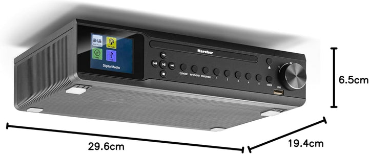 Karcher RA 2060D-B Unterbauradio mit CD-Player, DAB+ / UKW-Radio (je 30 Senderspeicher), USB zur MP3