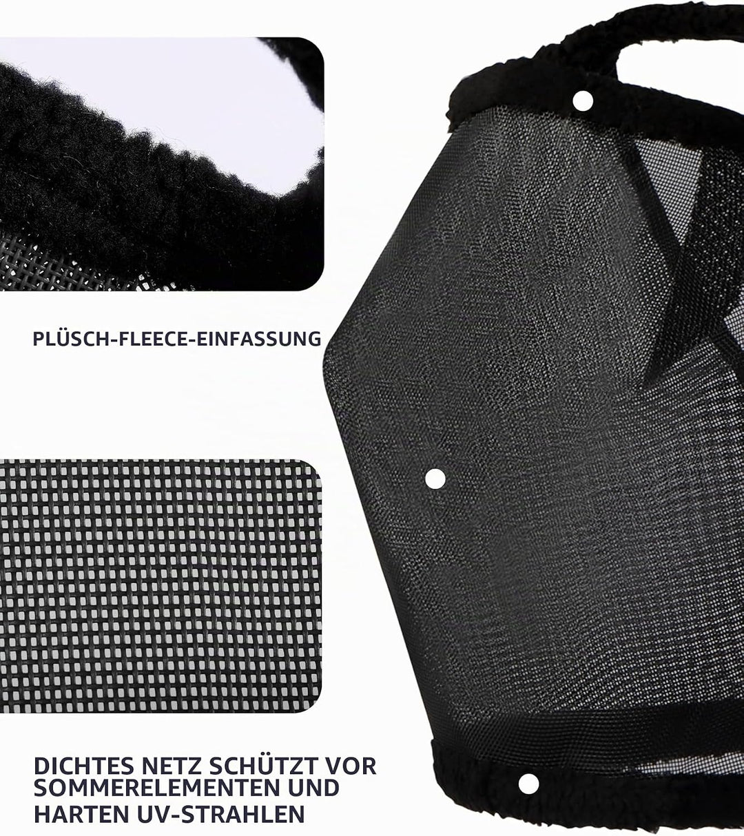 Harrison Howard Allround-Mesh Pferd Fliegenmaske UV-Schutz mit Fleece gepolsterter Einfassung schwar