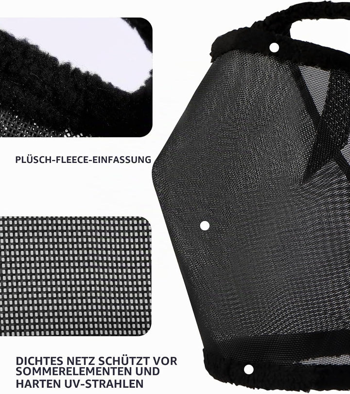 Harrison Howard Allround-Mesh Pferd Fliegenmaske UV-Schutz mit Fleece gepolsterter Einfassung schwar
