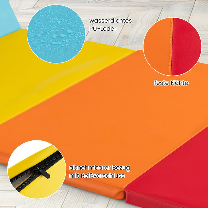 COSTWAY Turnmatte klappbar, 200 x 75cm Weichbodenmatte, Gymnastikmatte 5 fach faltbar mit Tragegriff