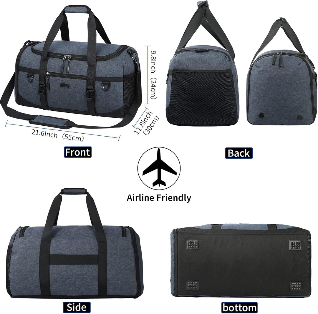Lubardy Sporttasche Reisetasche Gross 55L Wasserdicht mit Sporthandtuch Schuhfach Nassfach Weekender