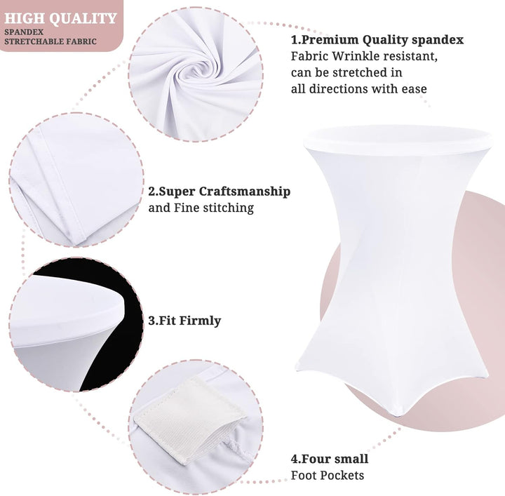 Showgeous 6 Packungen Stretch Stehtisch Husse für Bistrotisch Ø 80-85 cm Cocktail Tisch-Überzug Huss