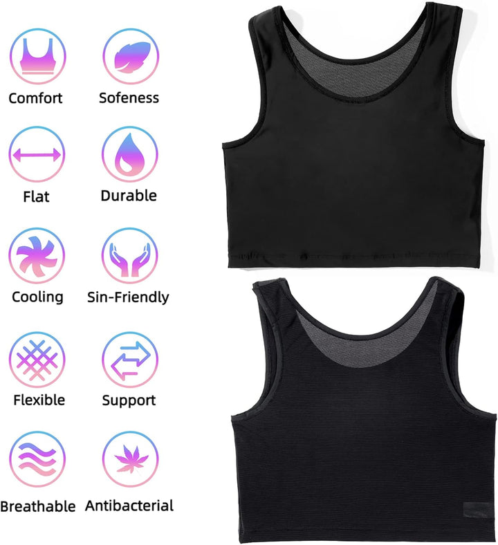 XUJI Binder Transgender FTM Atmungsaktiver Brust Binder XL Schwarz, XL Schwarz