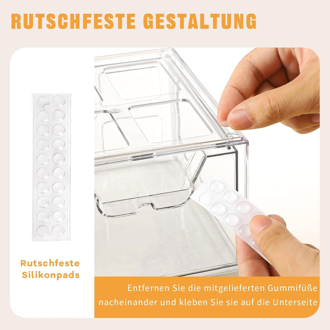 Stebopum 3 Pack Stapelbare Schubladenbox Schubladen Organizer Schminktisch Acryl Transparent Kosmeti