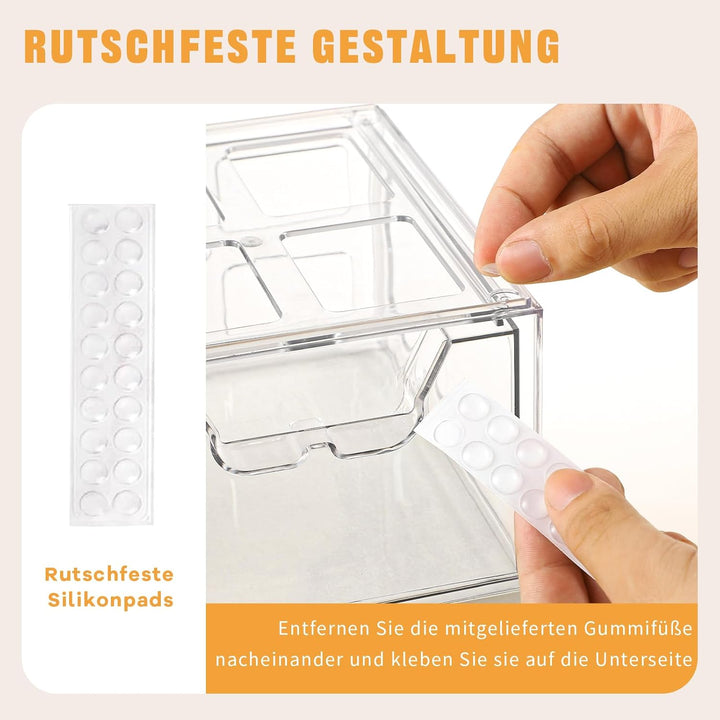 Stebopum 3 Pack Stapelbare Schubladenbox Schubladen Organizer Schminktisch Acryl Transparent Kosmeti