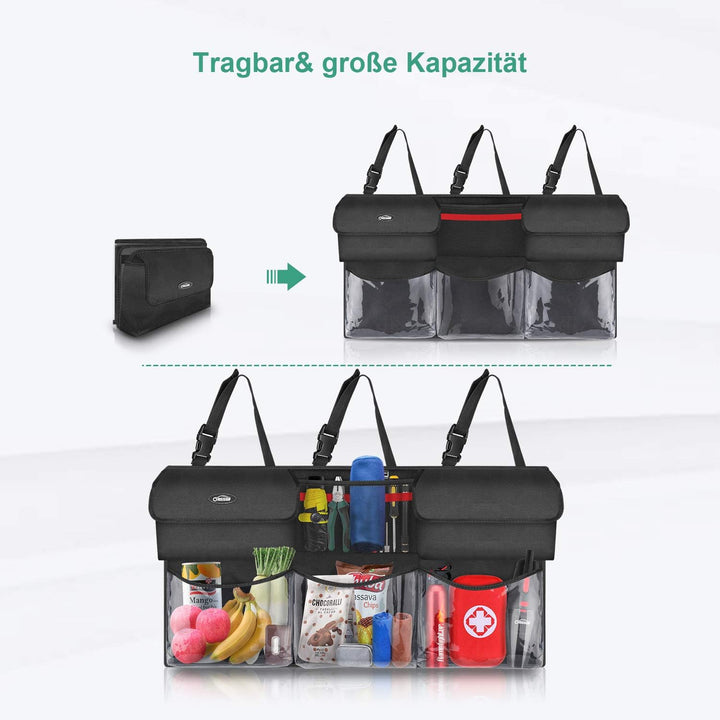 Oasser Kofferraum Organizer Auto mit wasserdichten Taschen, Schwarz