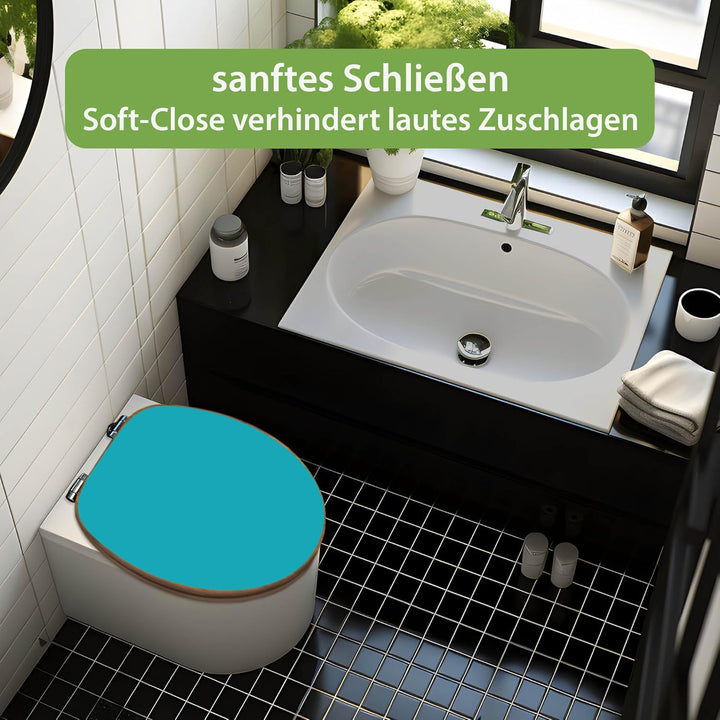 banjado Design WC Sitz Bambus Absenkautomatik 45,8x37,5cm - Toilettendeckel mit Absenkautomatik Holz
