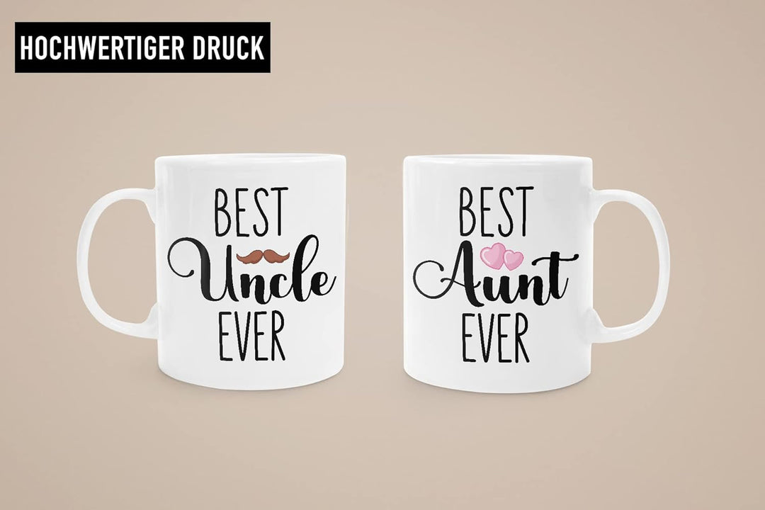 Trendation - Bester Onkel und Beste Tante Geschenk Set Tassen Geschenkidee für Tante und Onkel Gebur