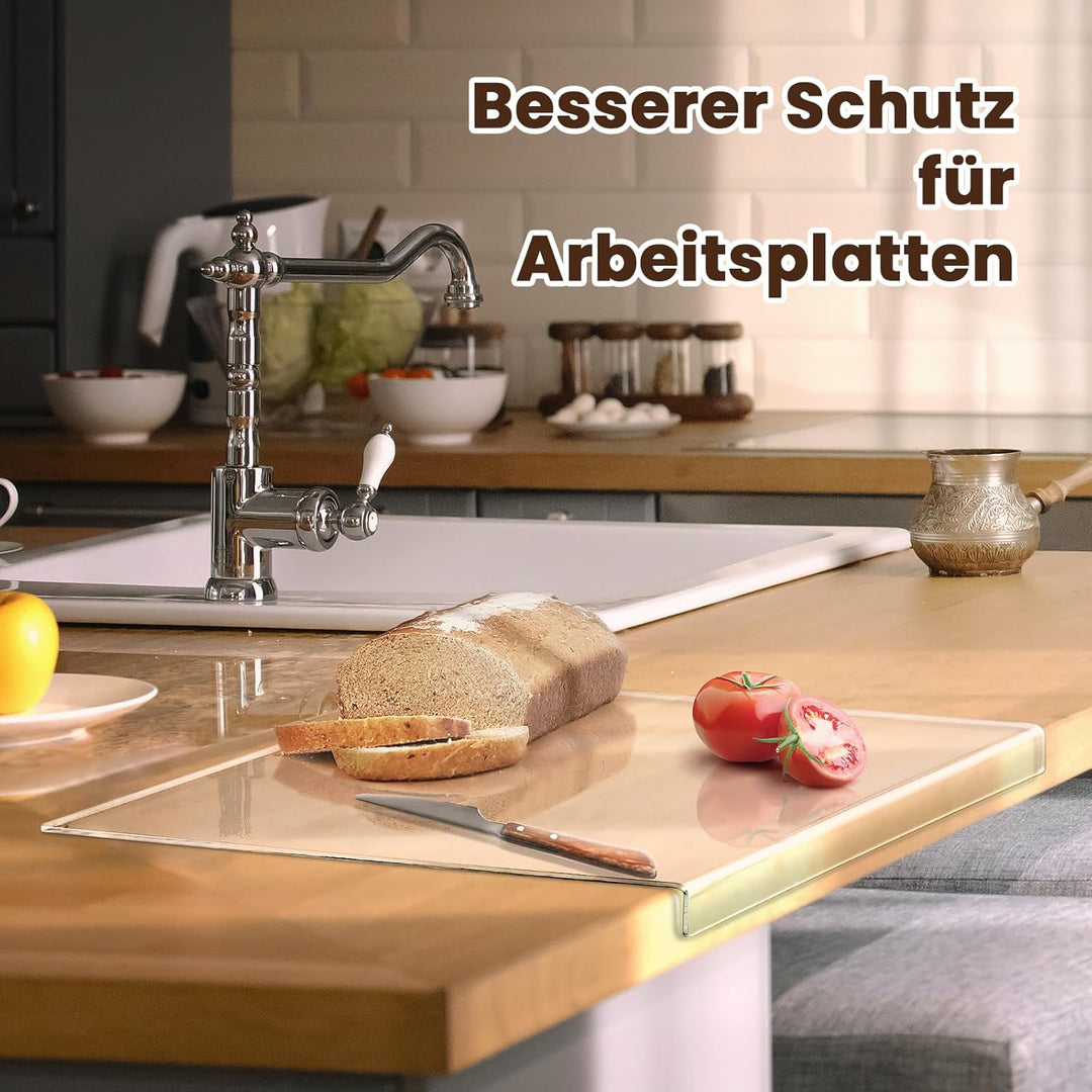 Gracenal Acryl Schneidebrett, Cutting Board, 43x33cm Grosses Schneidbrett Rutschfest mit Lippe, Schn