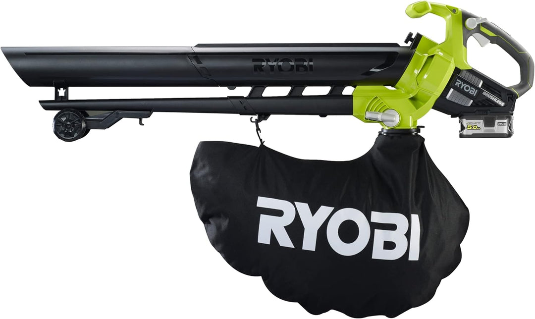 Ryobi Laubbläser für Staubsauger, 18 V, LithiumPlus Brushless – 1 Akku 5,0 Ah – 1 Schnellladegerät R