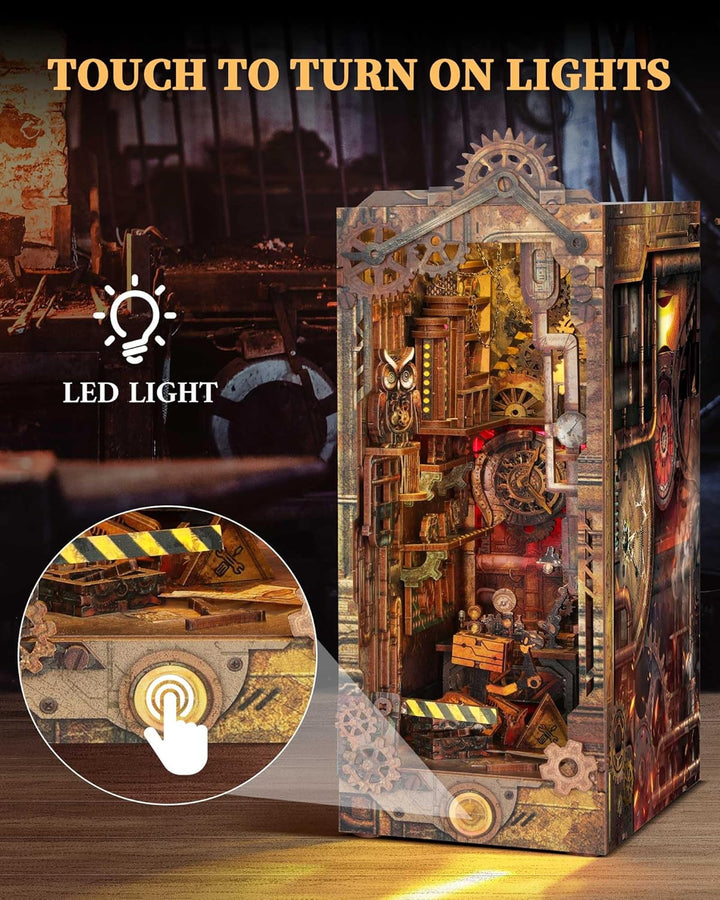 RONSTONE Book Nook - DIY Miniatur Puppenhaus Booknook Kit mit Staubschutzhülle - Buchstütze Bücherre