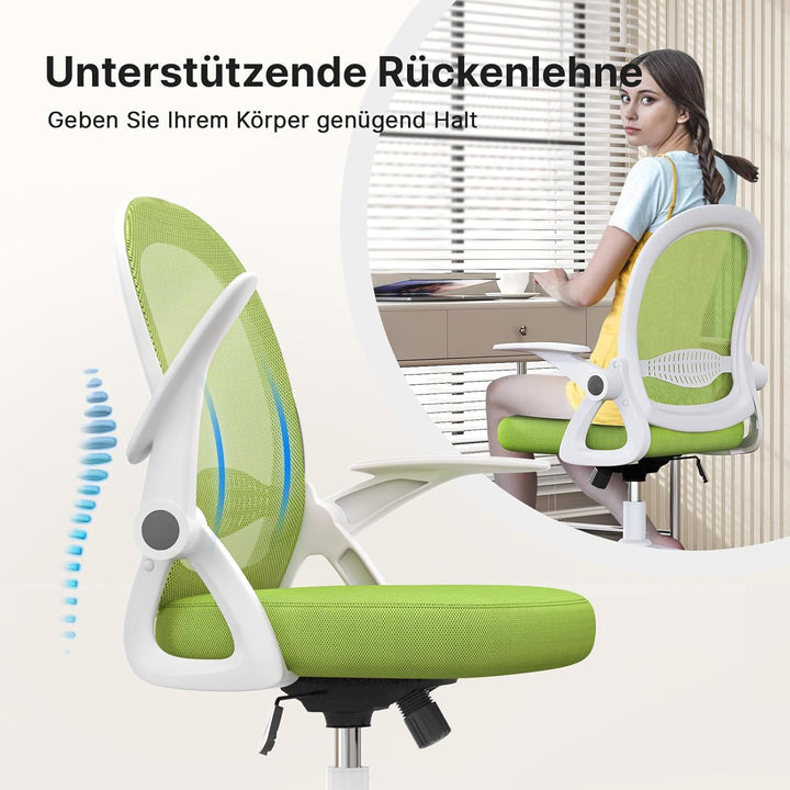 naspaluro Bürostuhl, Ergonomischer Schreibtischstuhl mit Atmungsaktiv Netzbespannung, Hochklappbare
