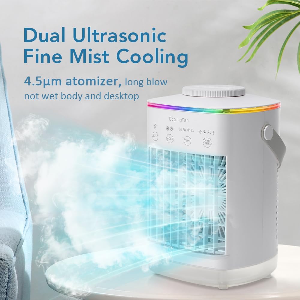 Mini klimaanlage, Mini Luftkühler mit 700ml Tragbare Mobile Klimaanlage, 4 Luftgeschwindigkeiten &amp; 3