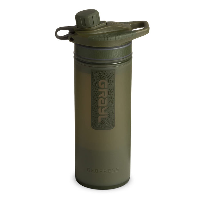 GRAYL GeoPress 24 oz Wasserfilterflasche – Filter für Wandern, Camping, Survival, Reisen Olive Drab,