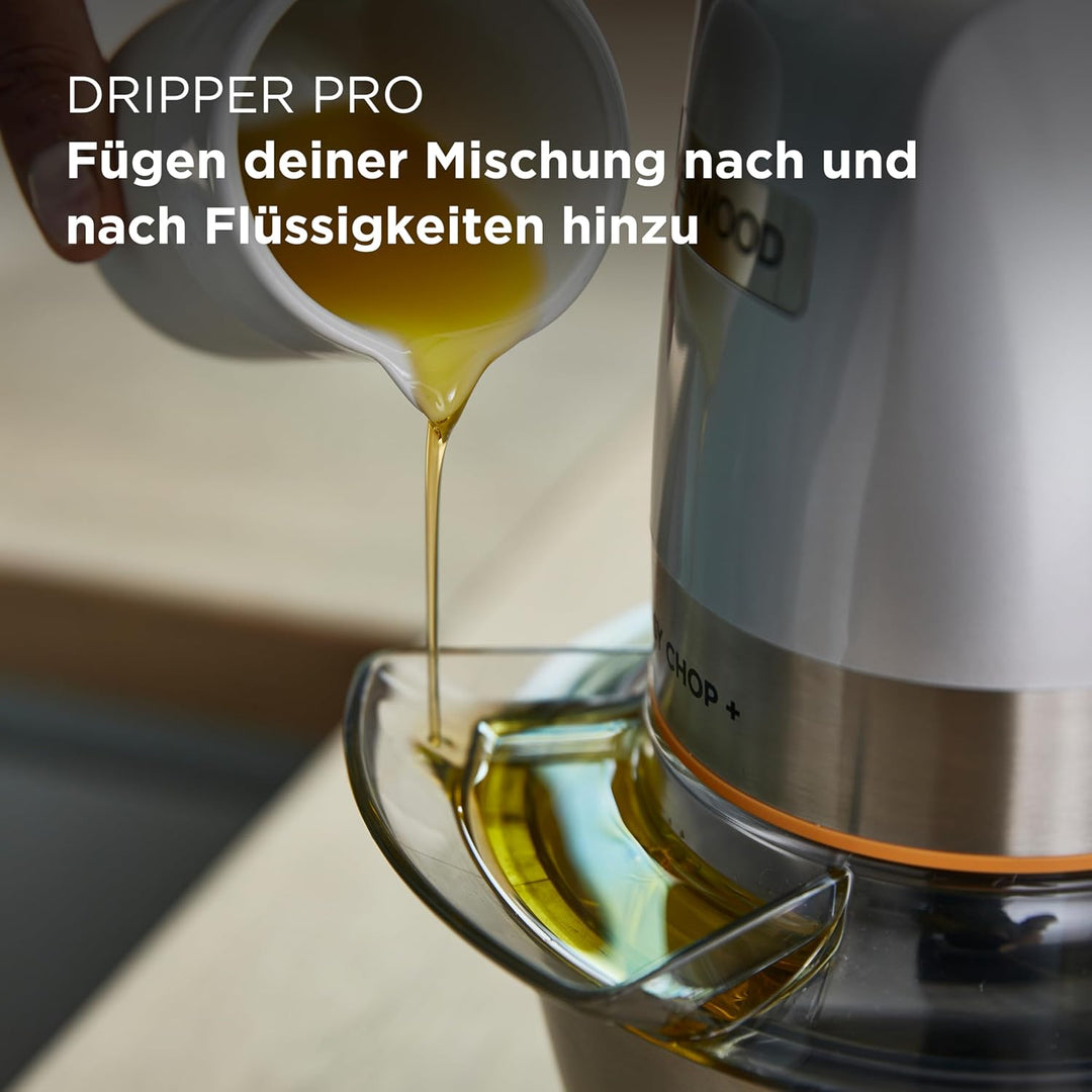 Kenwood EasyChop+ CHP62.400 SI Elektrischer Zerkleinerer mit Vierfach-Klingen aus Edelstahl, One-Tou