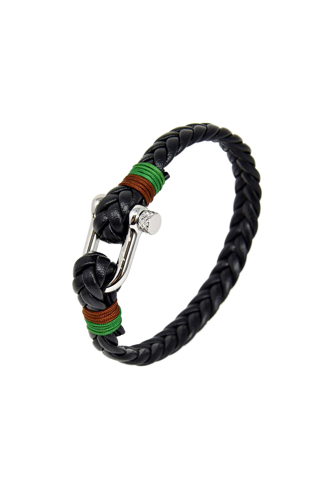 Leder Armband Schwarz für Herren - Handgefertigt - Hochwertiges Echtes leder - Silberpolierter Edels