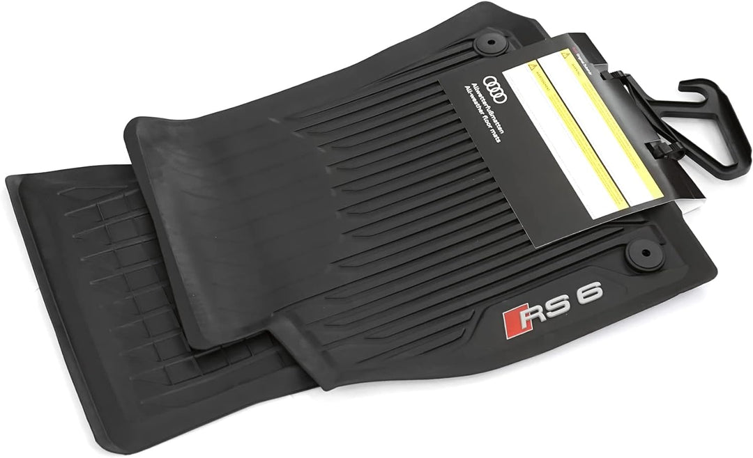 Audi 4K1061501A041 Gummi Fussmatten vorn 2X Gummimatten Premium Allwettermatten, mit RS6 Schriftzug,