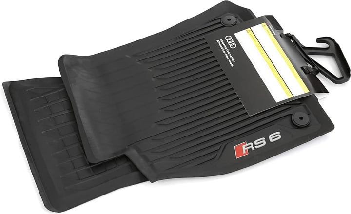 Audi 4K1061501A041 Gummi Fussmatten vorn 2X Gummimatten Premium Allwettermatten, mit RS6 Schriftzug,