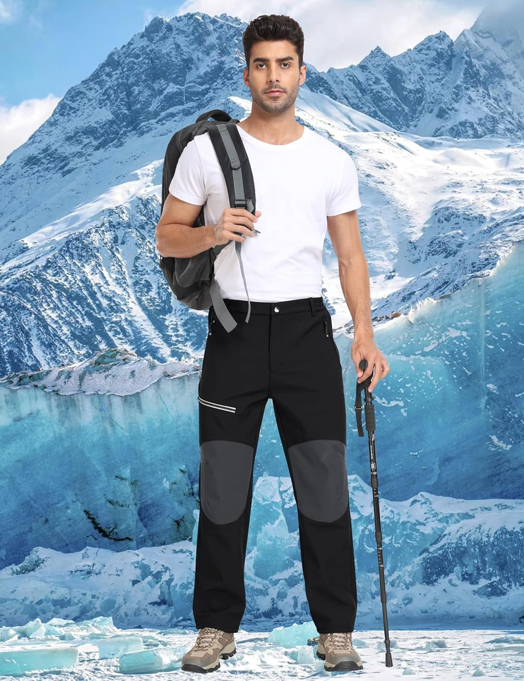 MoFiz Herren Wanderhose Warm Gefüttert Outdoorhose Wasserdicht Skihose Softshellhose Winddicht Arbei