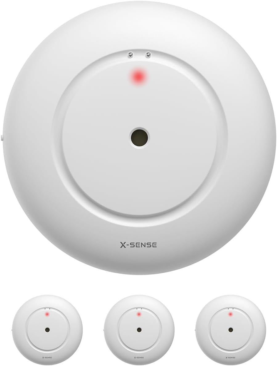 X-Sense Standalone Wassermelder mit Batterie, Wassersensor IP66, Mini-Wasserdetektor mit 110 dB Audi