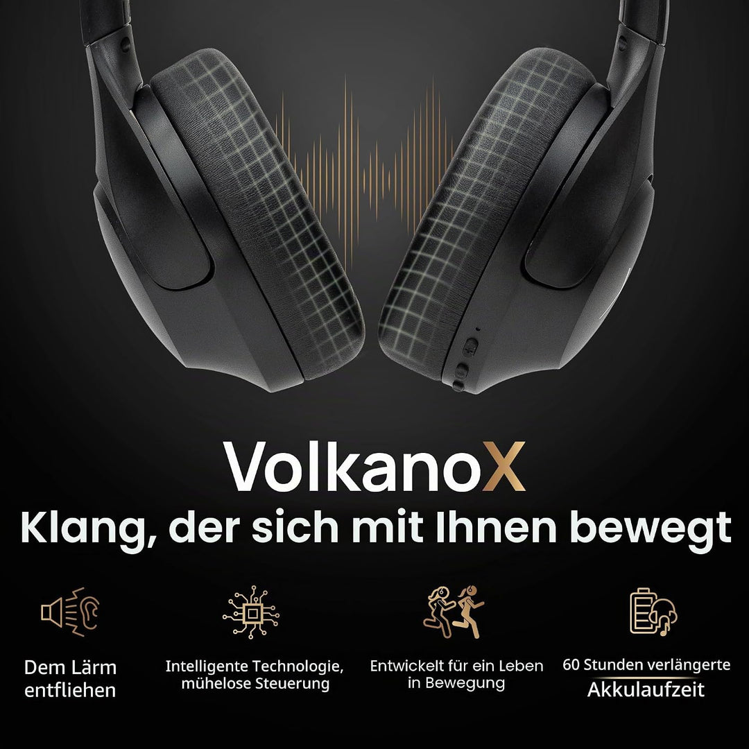 VolkanoX VXH200 Over-Ear Kopfhörer Kabellos Bluetooth 5.3 mit Active Noise Cancelling (ANC) – 60 Std