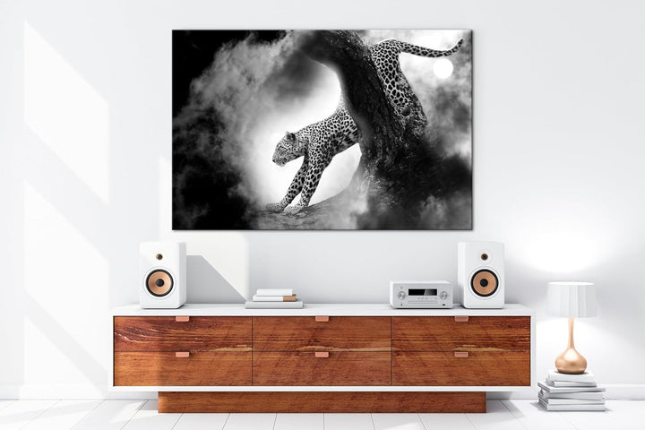 deyoli exotischer Gepard im Mondschein Format:90x60 cm als Leinwandbild, Motiv fertig gerahmt auf Ec