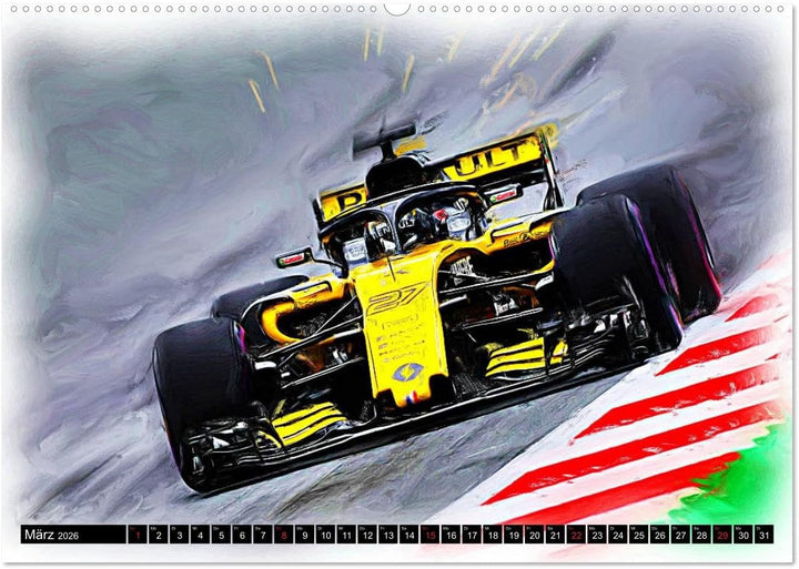 Deutsche in der Formel 1 (Wandkalender 2026 DIN A2 quer), CALVENDO Monatskalender: Vollgas in schwar