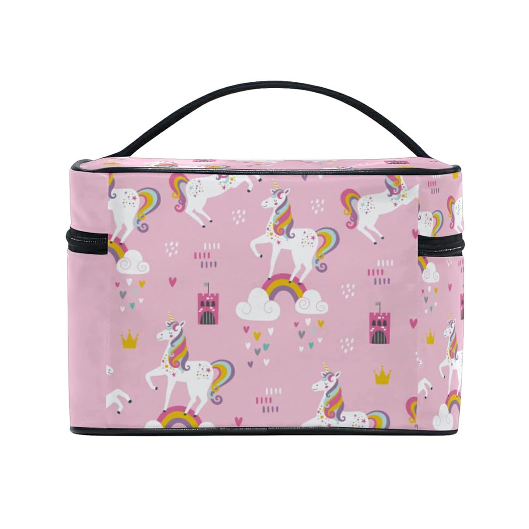 Mädchen Einhorn Regenbogen Rosa Makeup Tasche Organizer Kosmetikkoffer Kosmetiktasche Kulturbeutel G