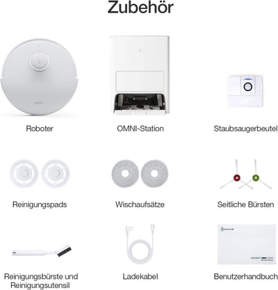 ECOVACS DEEBOT T20 OMNI 6000Pa Saugroboter, Auto-Mopp-Hebefunktion, Heisswasser-Mopp-Wäsche und Mopp