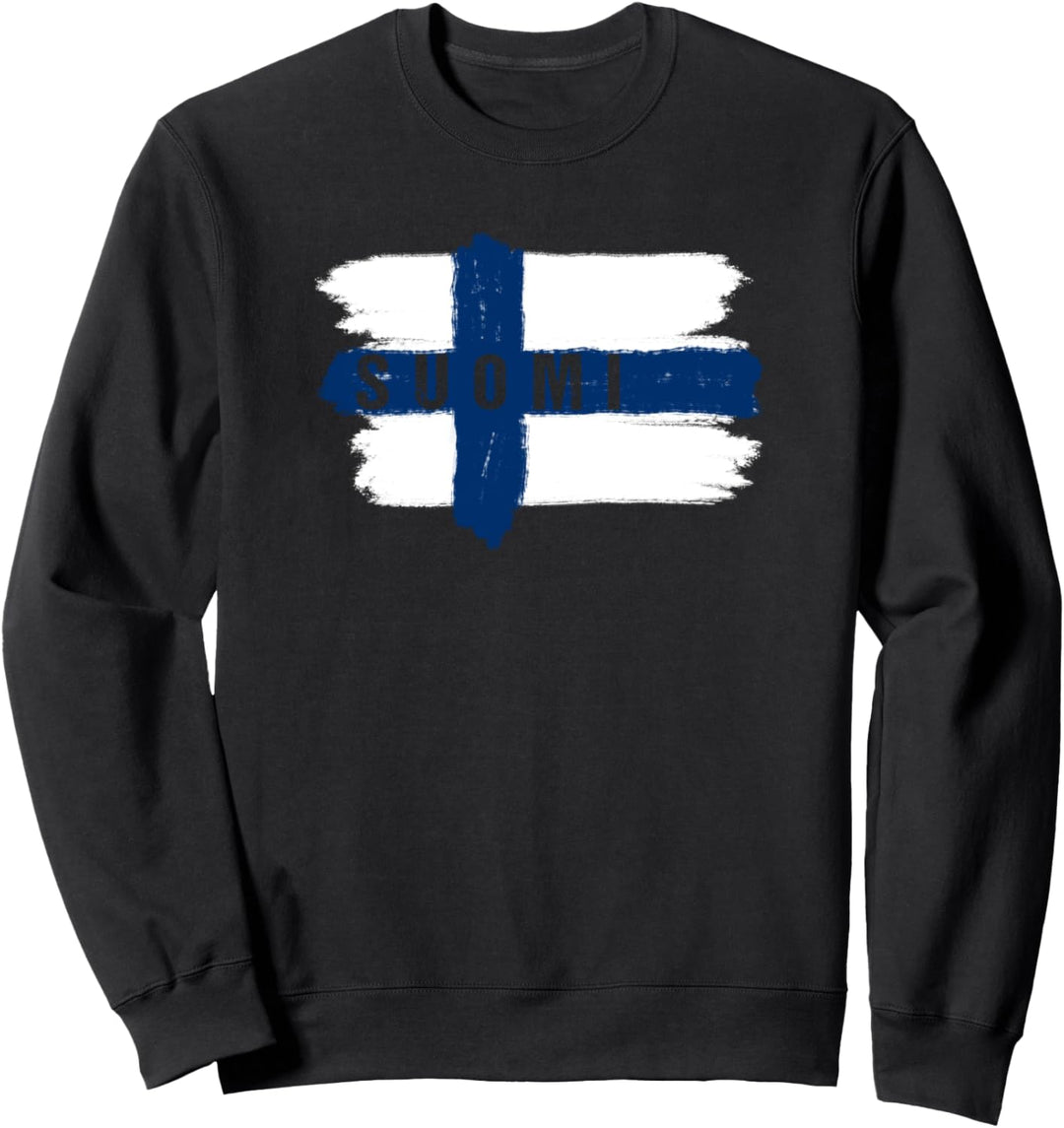 Gemalte Finnland Fahne / Suomi Flagge Fan Geschenk Sweatshirt