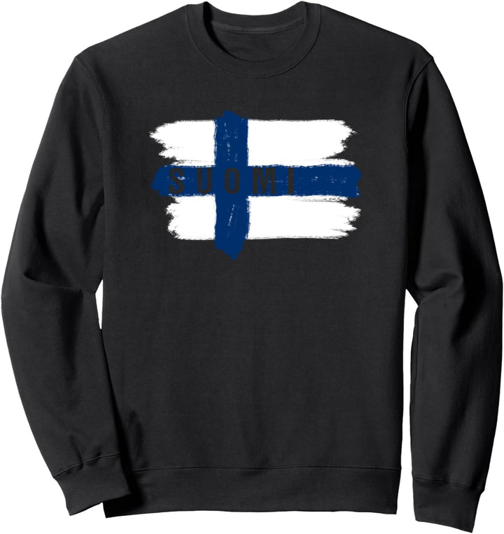 Gemalte Finnland Fahne / Suomi Flagge Fan Geschenk Sweatshirt