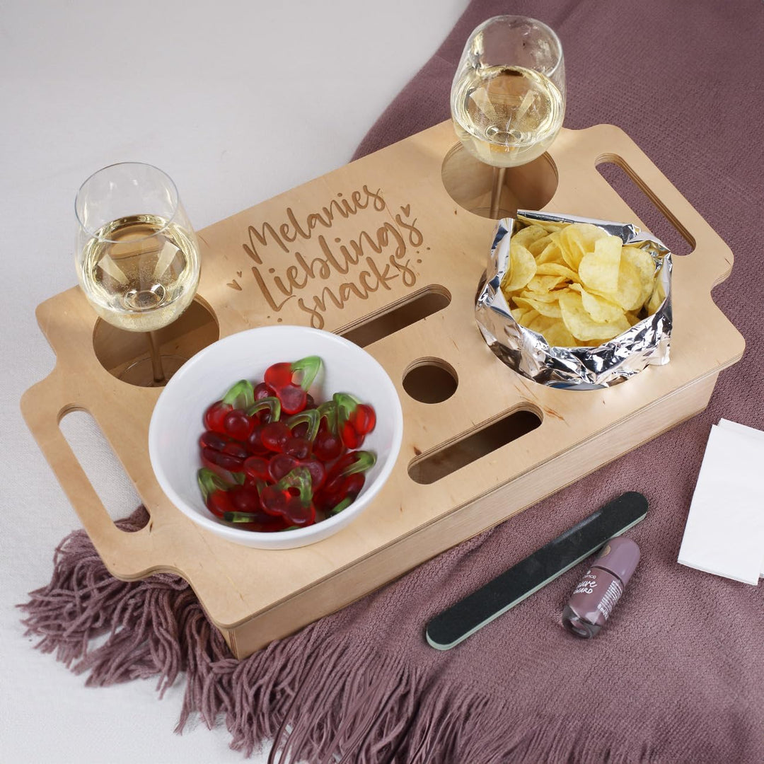 Herz & Heim® Praktische Snackbar mit verschiedenen Motiven und personalisierter Gravur (Lieblingssna