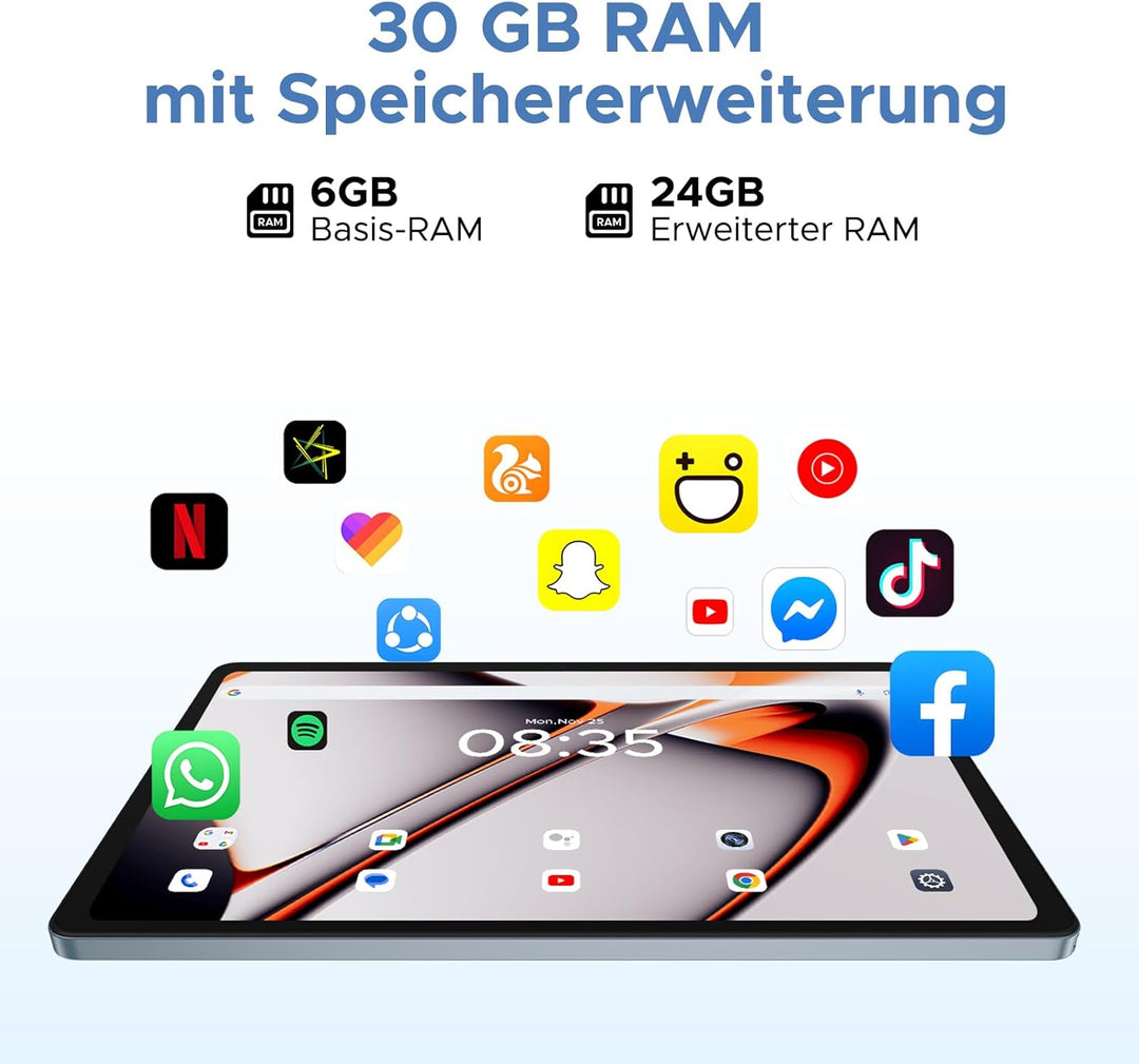 U11 Pro Android 16 Tablet 11 Zoll Tablet mit Tastatur, Stift, Maus, Hülle, 30GB+256GB (2TB TF) Netfl
