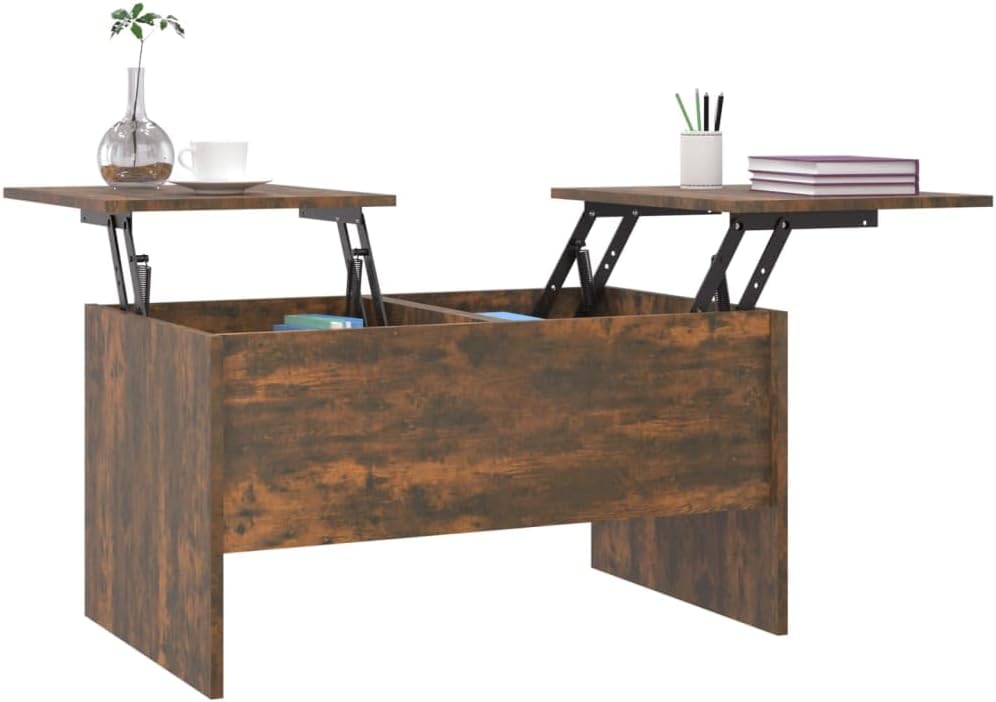 WIFESE Couchtisch Höhenverstellbar 80x50x42,5 cm Beistelltisch Holz Wohnzimmertisch Modern Stilvolle