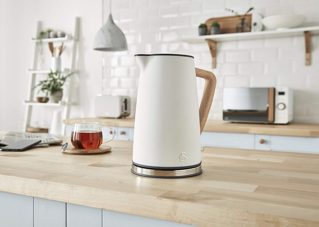 Swan Nordic Set Desayuno Wasserkocher 1,7 l 2200 W, Brot-Toaster mit Breitschlitz, 2 Scheiben, Mikro