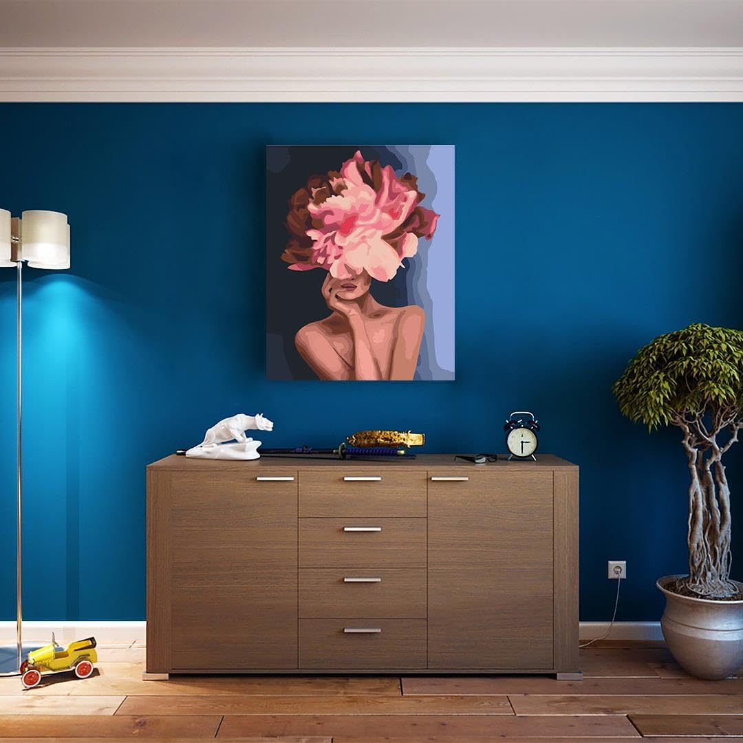 Artnapi Malen nach Zahlen Erwachsene mit Rahmen | DIY Handgemalt | Blume der Eleganz | Kit für Anfän