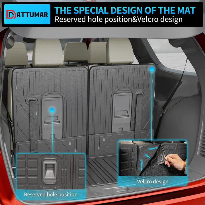 Fussmatten kompatibel mit Dodge Durango 7-Sitzer Kofferraummatte 2016–2024, Allwetter-Rücksitzbezug,