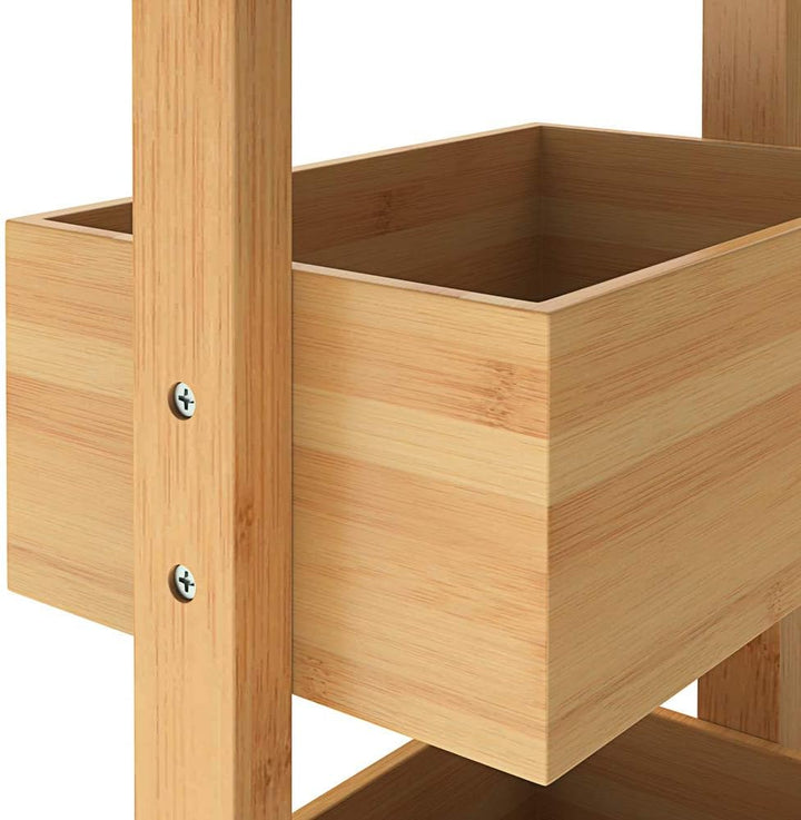 Casaria® Badregal mit 4 Körben Stehend Schmal Bambus Holz 88x16x28cm Ablagen Standregal Küche Badezi