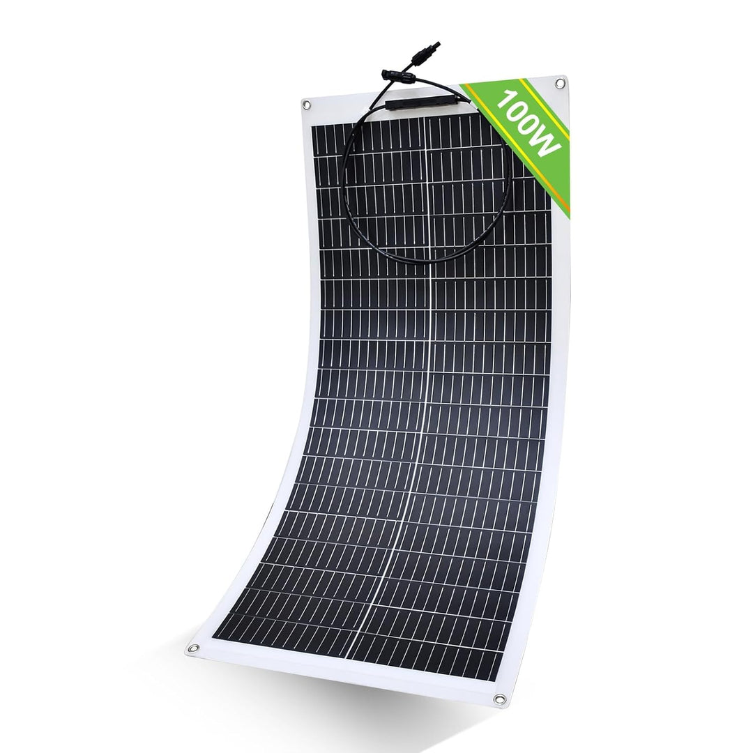 ECO-WORTHY 100W 12V Solarpanel Flexibel Monokristallines Solarpanel, Solarmodul mit Ladekabel für Wo