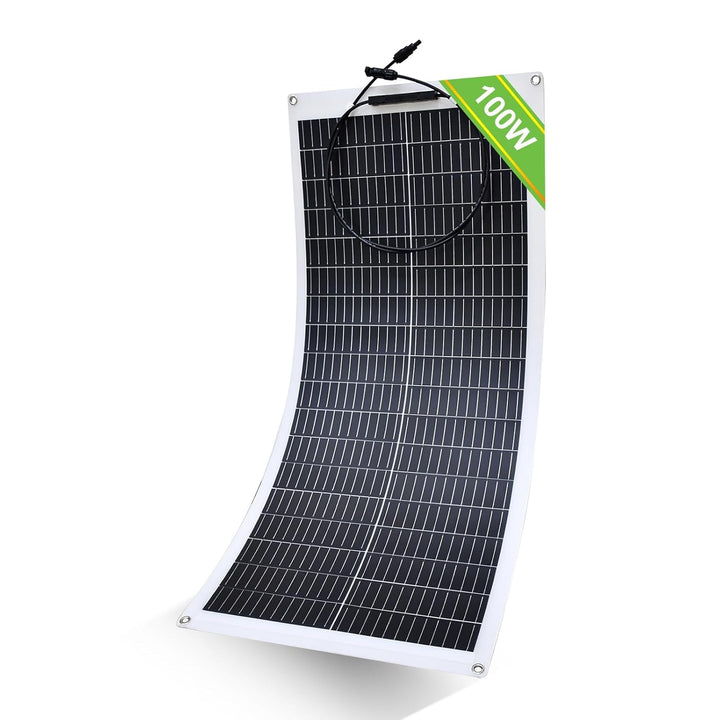 ECO-WORTHY 100W 12V Solarpanel Flexibel Monokristallines Solarpanel, Solarmodul mit Ladekabel für Wo