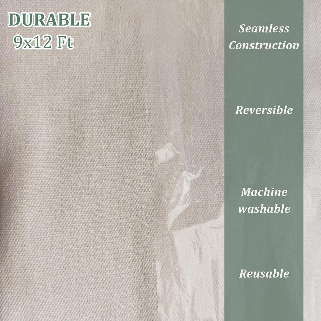 Kingorigin Grau Weiss Canvas Drop Cloth 2,7 x 3,6 m für Malerei, Maler-Tropfen, Farbplane, Vorhänge,