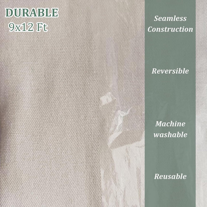 Kingorigin Grau Weiss Canvas Drop Cloth 2,7 x 3,6 m für Malerei, Maler-Tropfen, Farbplane, Vorhänge,