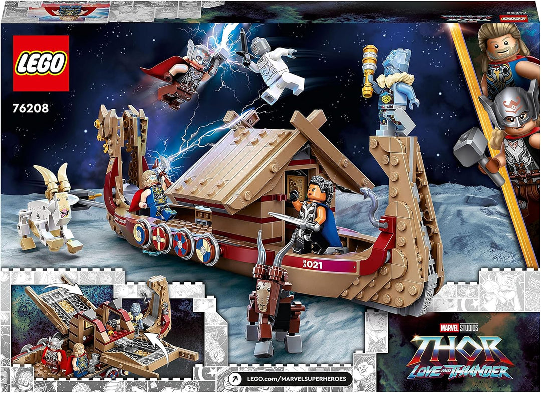 LEGO 76208 Marvel Das Ziegenboot Spielzeug-Schiff aus Thor: Love & Thunder, Avengers-Set zum Bauen m
